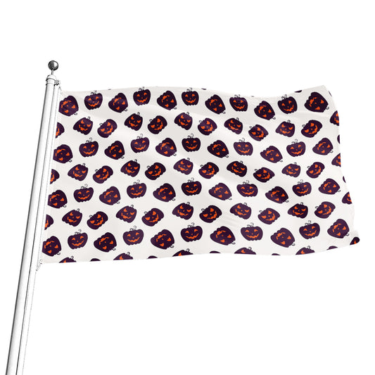 Purple Halloween Pumpkin Pattern Print Flag