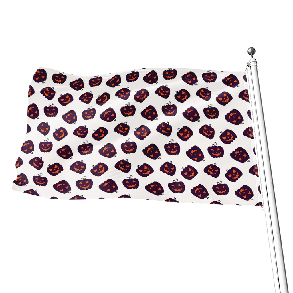 Purple Halloween Pumpkin Pattern Print Flag