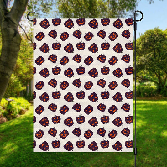 Purple Halloween Pumpkin Pattern Print Garden Flag