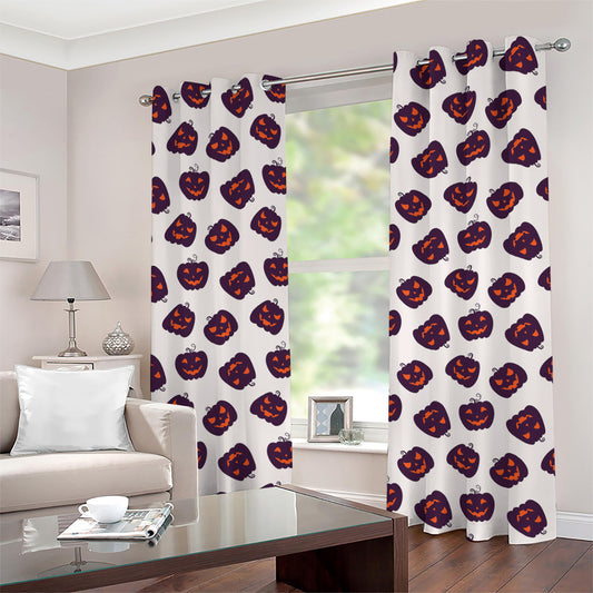Purple Halloween Pumpkin Pattern Print Grommet Curtains