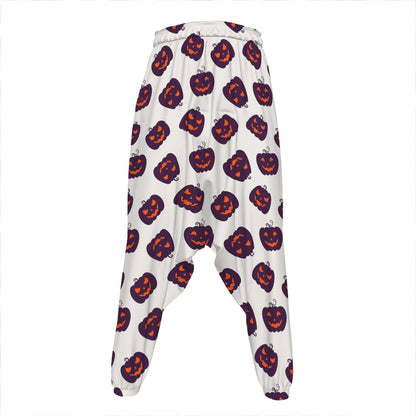 Purple Halloween Pumpkin Pattern Print Hammer Pants