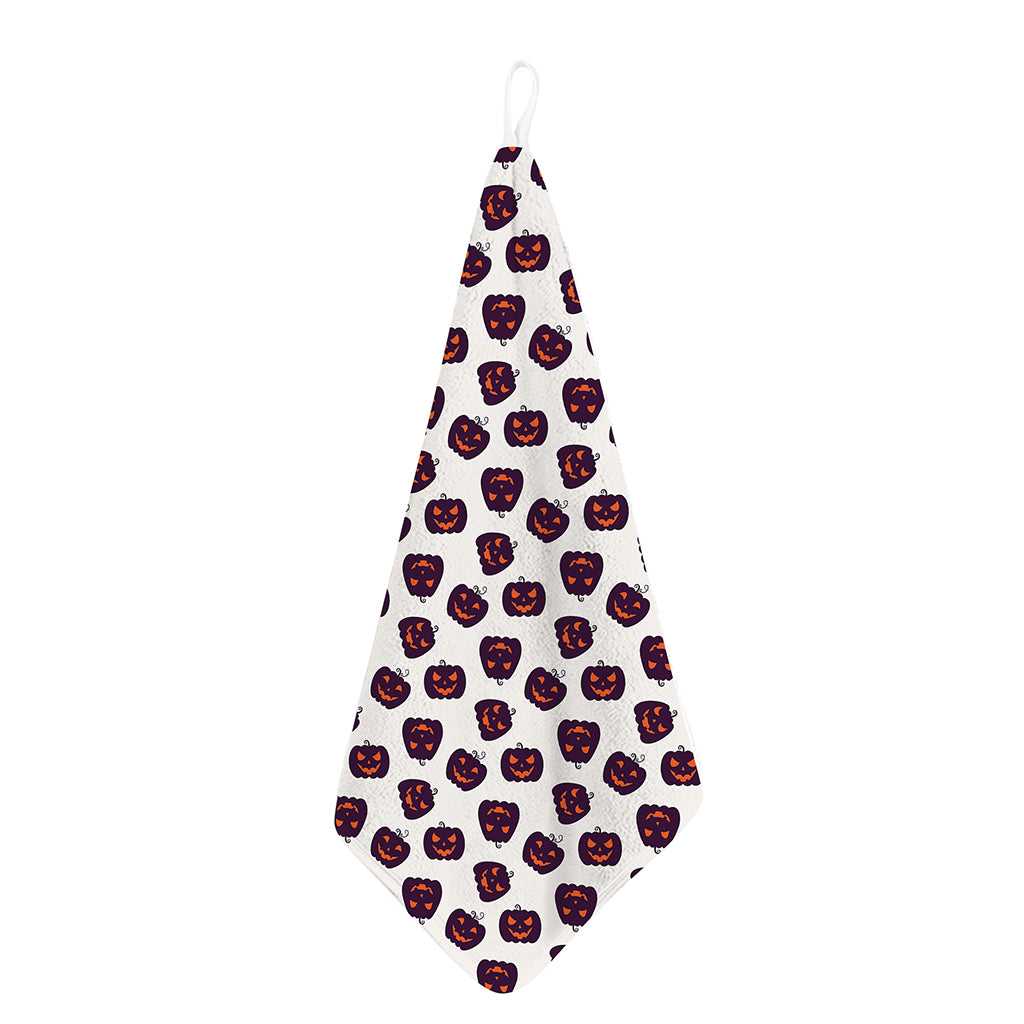 Purple Halloween Pumpkin Pattern Print Hand Towel