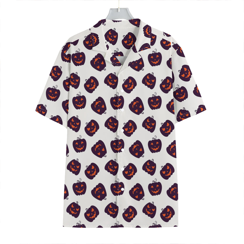 Purple Halloween Pumpkin Pattern Print Hawaiian Shirt