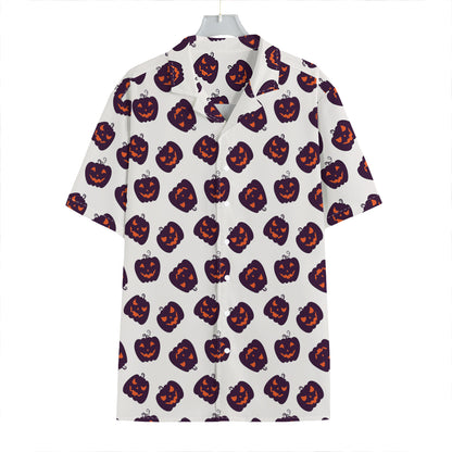 Purple Halloween Pumpkin Pattern Print Hawaiian Shirt