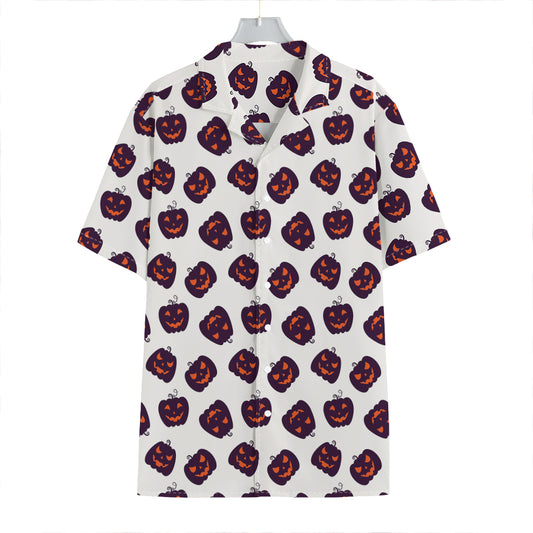 Purple Halloween Pumpkin Pattern Print Hawaiian Shirt