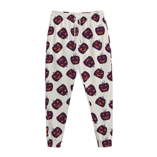 Purple Halloween Pumpkin Pattern Print Jogger Pants