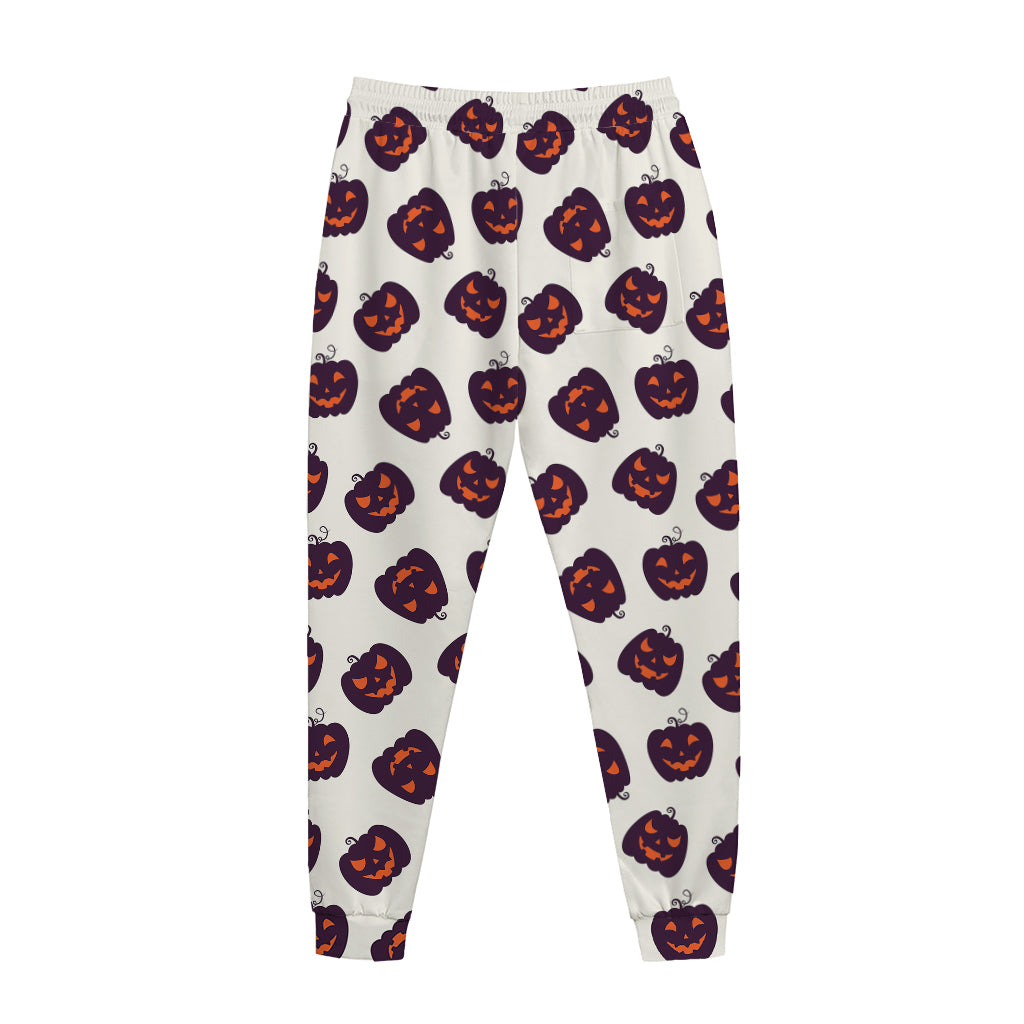 Purple Halloween Pumpkin Pattern Print Jogger Pants