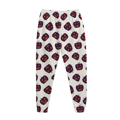 Purple Halloween Pumpkin Pattern Print Jogger Pants