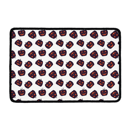 Purple Halloween Pumpkin Pattern Print Kitchen Mat