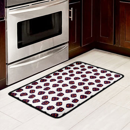 Purple Halloween Pumpkin Pattern Print Kitchen Mat