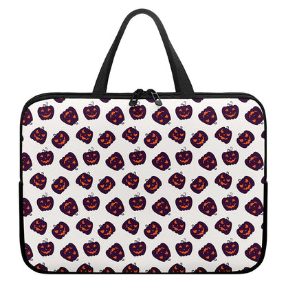 Purple Halloween Pumpkin Pattern Print Laptop Sleeve With Handle
