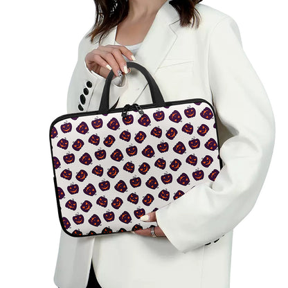 Purple Halloween Pumpkin Pattern Print Laptop Sleeve With Handle