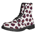 Purple Halloween Pumpkin Pattern Print Lace-Up Boots