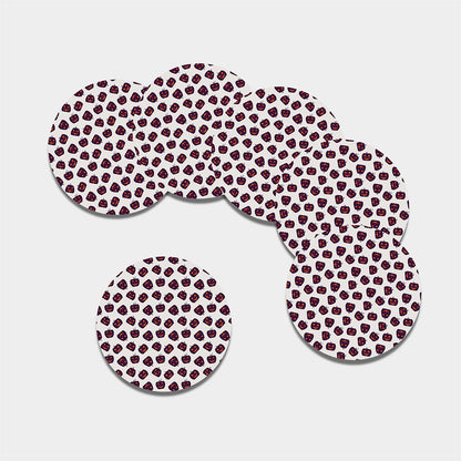 Purple Halloween Pumpkin Pattern Print Leather Coaster Set
