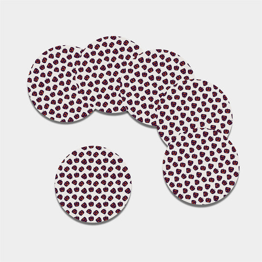 Purple Halloween Pumpkin Pattern Print Leather Coaster Set