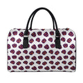 Purple Halloween Pumpkin Pattern Print Leather Duffel Bag