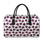 Purple Halloween Pumpkin Pattern Print Leather Duffle Bag