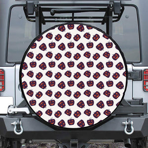 Purple Halloween Pumpkin Pattern Print Leather Spare Tire Cover