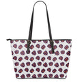 Purple Halloween Pumpkin Pattern Print Leather Tote Bag With Zipper