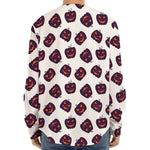 Purple Halloween Pumpkin Pattern Print Long Sleeve Baseball Jersey