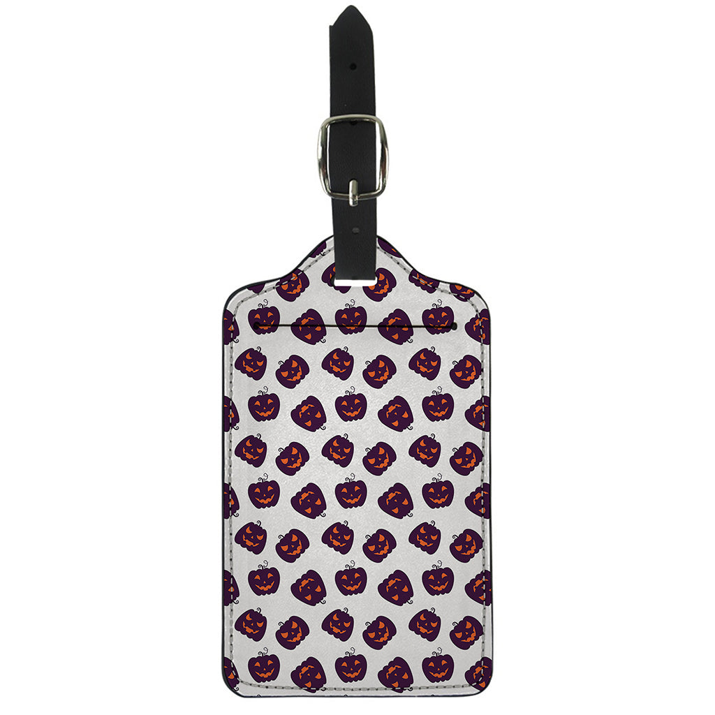 Purple Halloween Pumpkin Pattern Print Luggage Tag