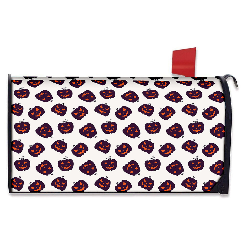 Purple Halloween Pumpkin Pattern Print Mailbox Cover