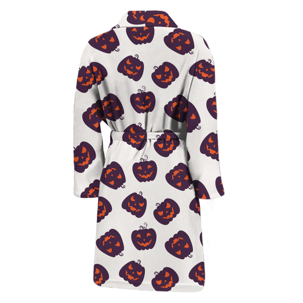 Purple Halloween Pumpkin Pattern Print Men's Bathrobe