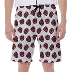 Purple Halloween Pumpkin Pattern Print Men's Beach Shorts