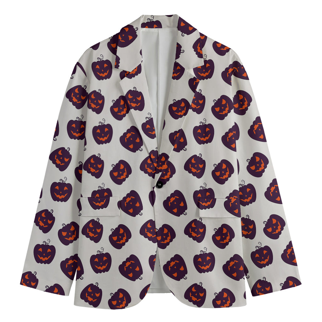 Purple Halloween Pumpkin Pattern Print Men's Blazer