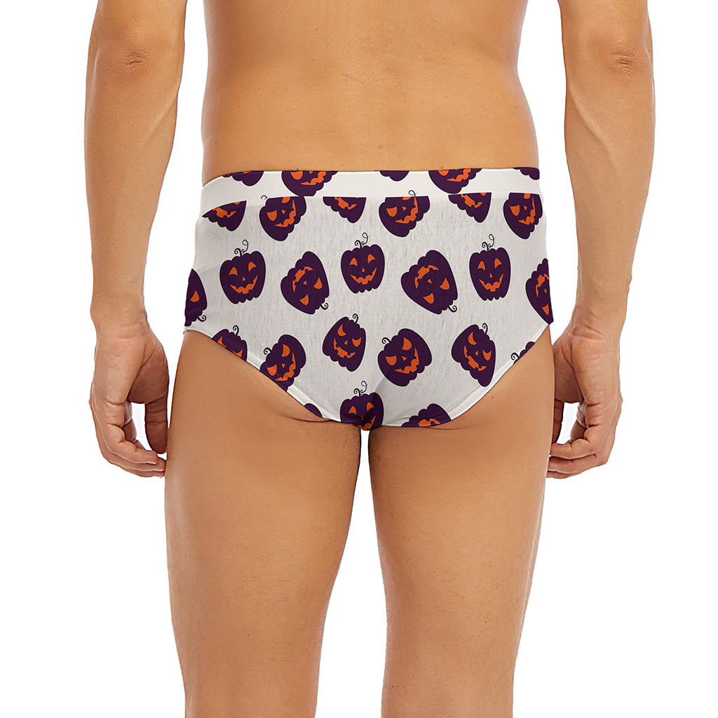 Purple Halloween Pumpkin Pattern Print Men's Briefs