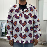 Purple Halloween Pumpkin Pattern Print Men's Shirt Jacket