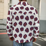 Purple Halloween Pumpkin Pattern Print Men's Shirt Jacket