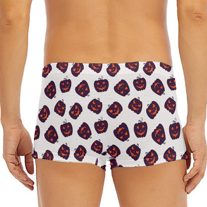 Purple Halloween Pumpkin Pattern Print Men's Short Boxer Briefs