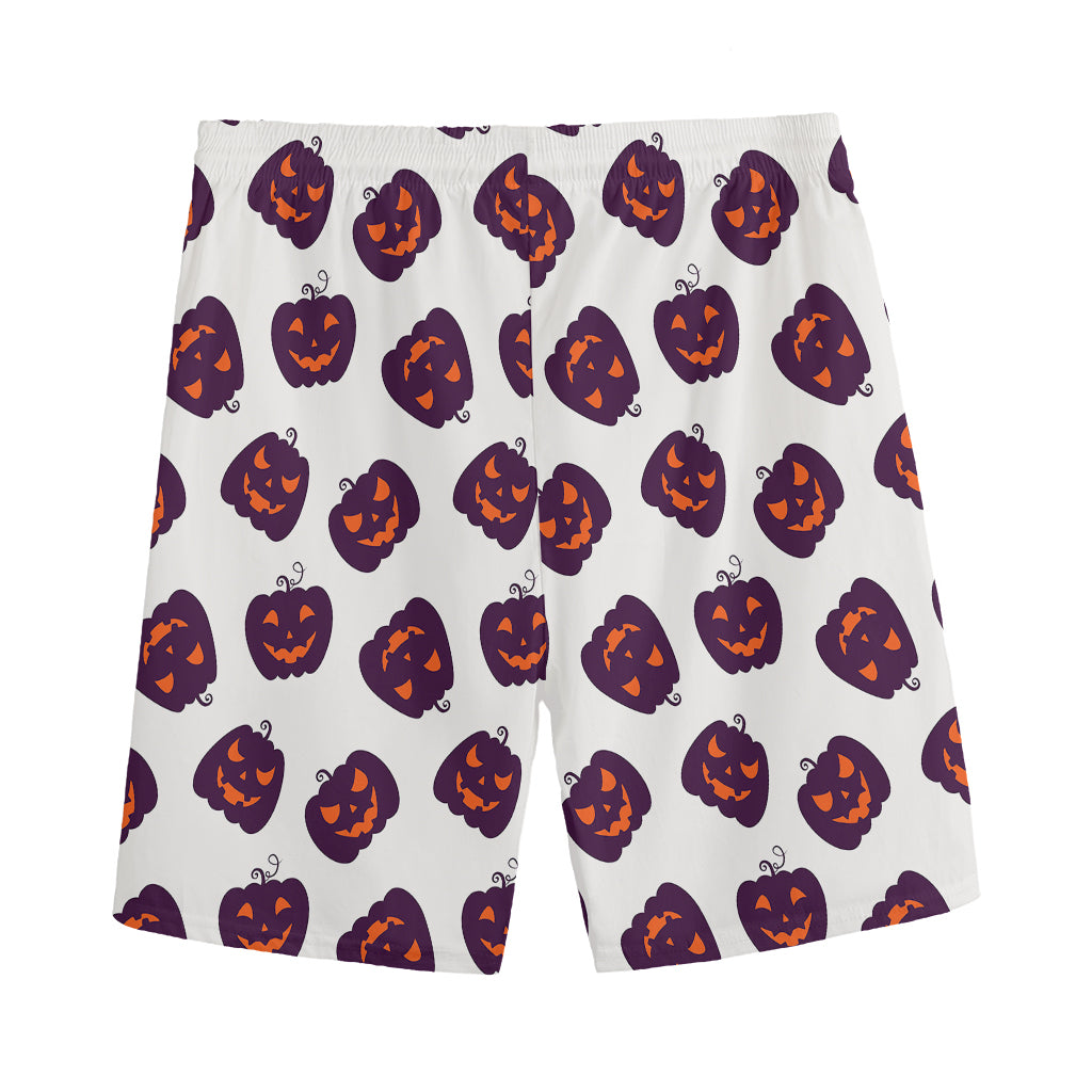 Purple Halloween Pumpkin Pattern Print Men's Sports Shorts