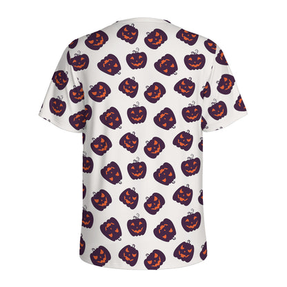 Purple Halloween Pumpkin Pattern Print Men's Sports T-Shirt