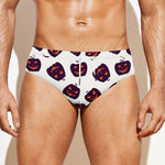 Purple Halloween Pumpkin Pattern Print Men's Swim Briefs