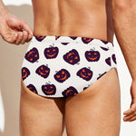 Purple Halloween Pumpkin Pattern Print Men's Swim Briefs
