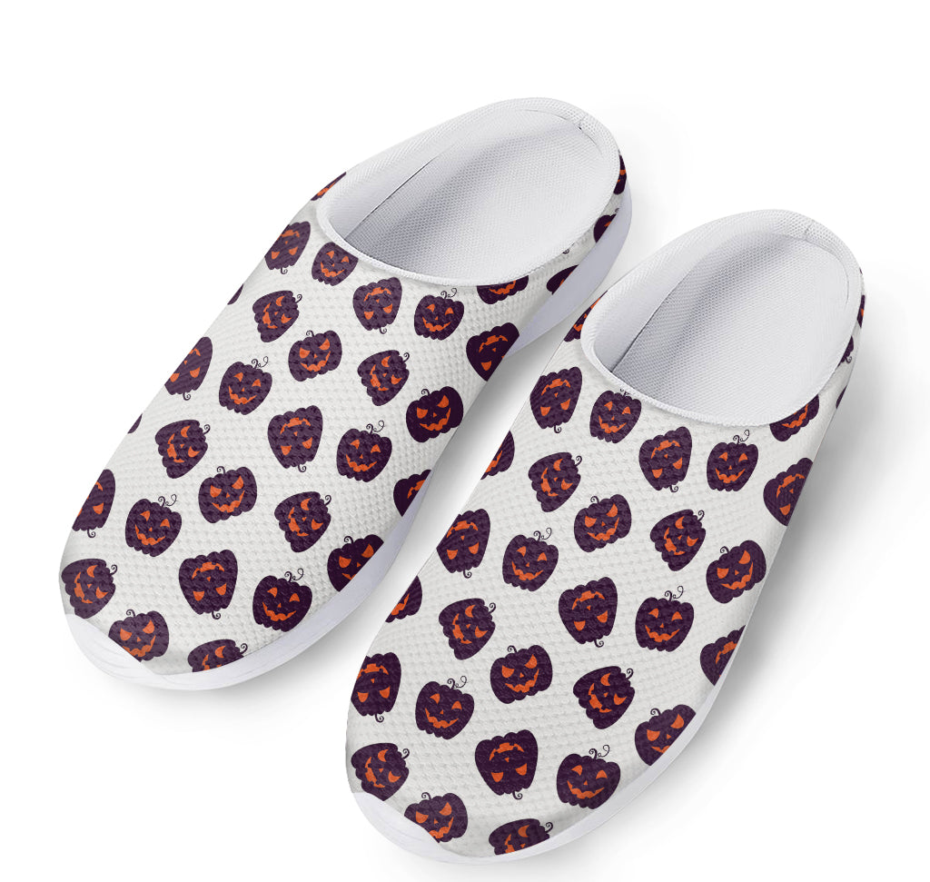 Purple Halloween Pumpkin Pattern Print Mesh Casual Shoes