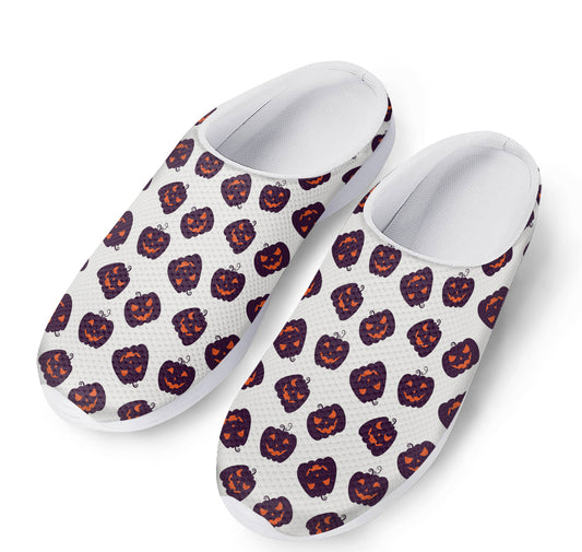 Purple Halloween Pumpkin Pattern Print Mesh Casual Shoes