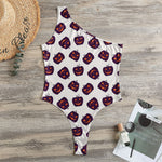 Purple Halloween Pumpkin Pattern Print One Shoulder Bodysuit