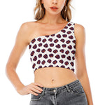 Purple Halloween Pumpkin Pattern Print One Shoulder Crop Top