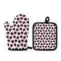 Purple Halloween Pumpkin Pattern Print Oven Mitt And Pot Holder Set