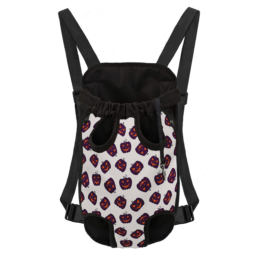 Purple Halloween Pumpkin Pattern Print Pet Carrier Backpack