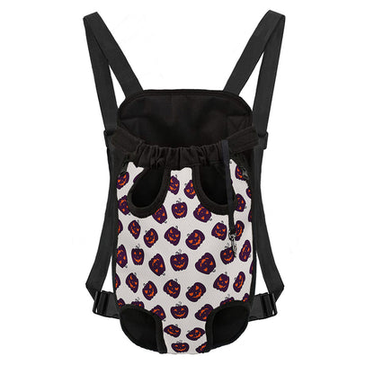 Purple Halloween Pumpkin Pattern Print Pet Carrier Backpack
