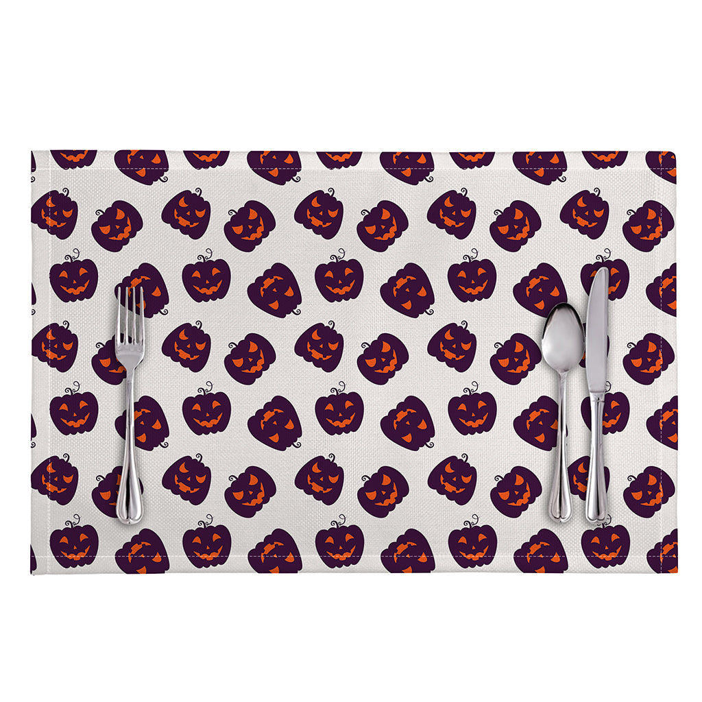 Purple Halloween Pumpkin Pattern Print Placemat