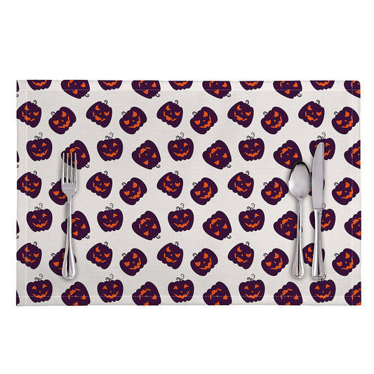 Purple Halloween Pumpkin Pattern Print Placemat