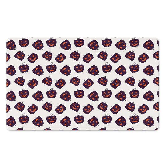 Purple Halloween Pumpkin Pattern Print Polyester Doormat