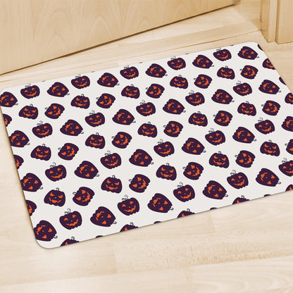 Purple Halloween Pumpkin Pattern Print Polyester Doormat