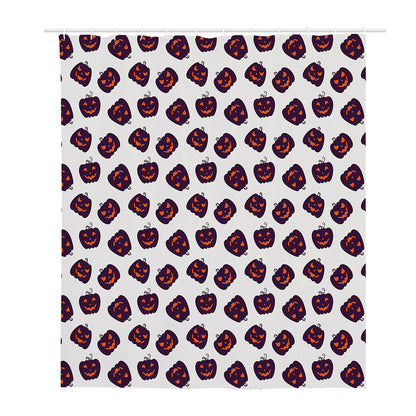 Purple Halloween Pumpkin Pattern Print Polyester Shower Curtain
