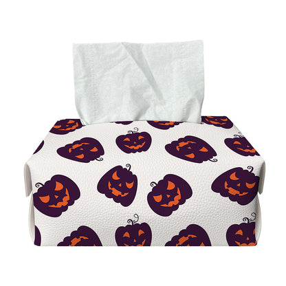 Purple Halloween Pumpkin Pattern Print Rectangle Tissue Box Cover